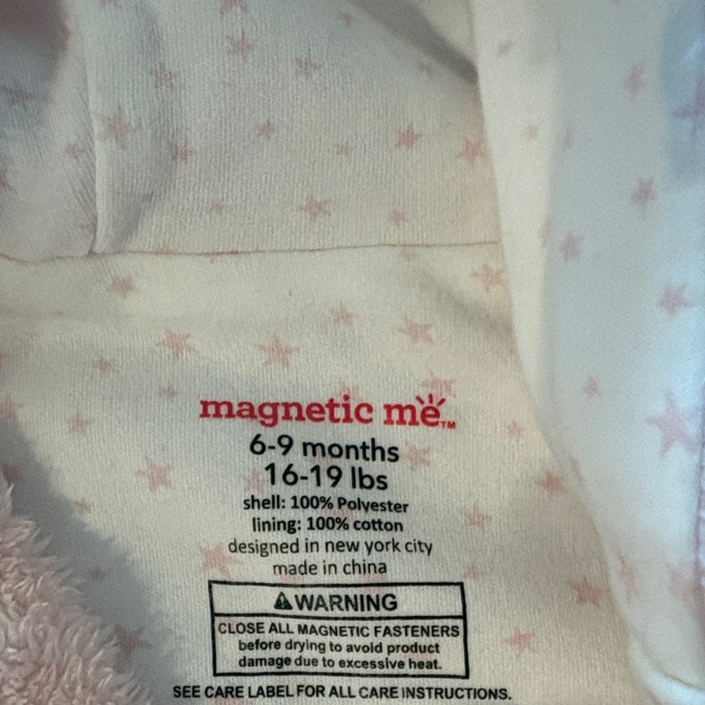 Magnetic Me Pink fuzzy teddy Bear Footie suit - Picture 2 of 6